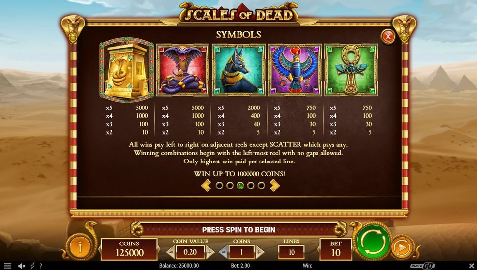Scales of Dead slot Payouts