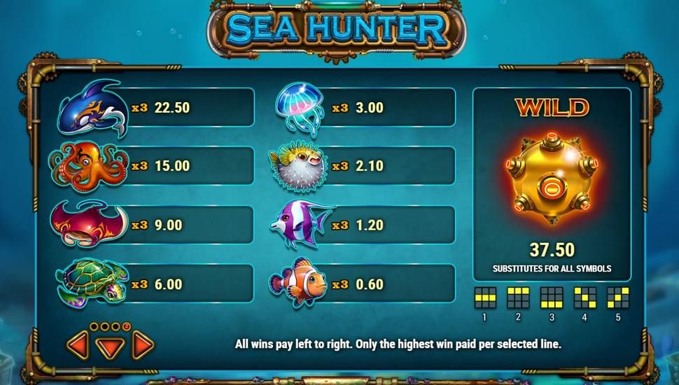 Sea Hunter Slot - Paytable