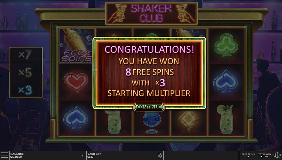 Shaker Club slot free spins