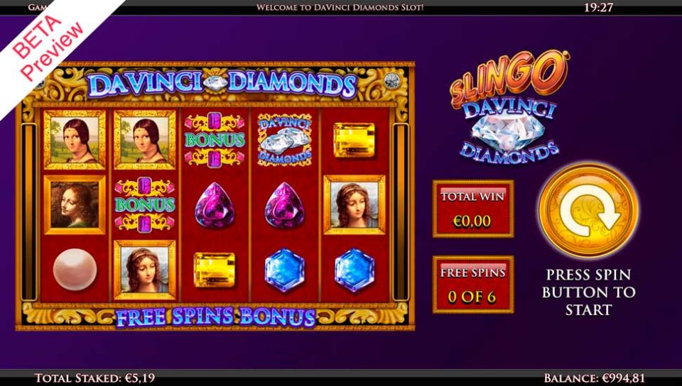 Slingo Da Vinci Diamonds slot Free Spins