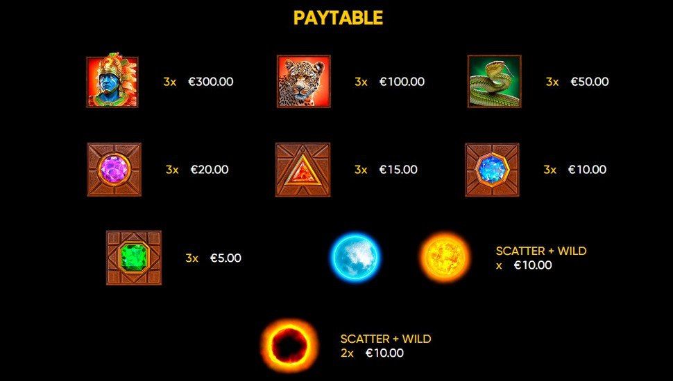 Solar Eclipse Slot - Paytable