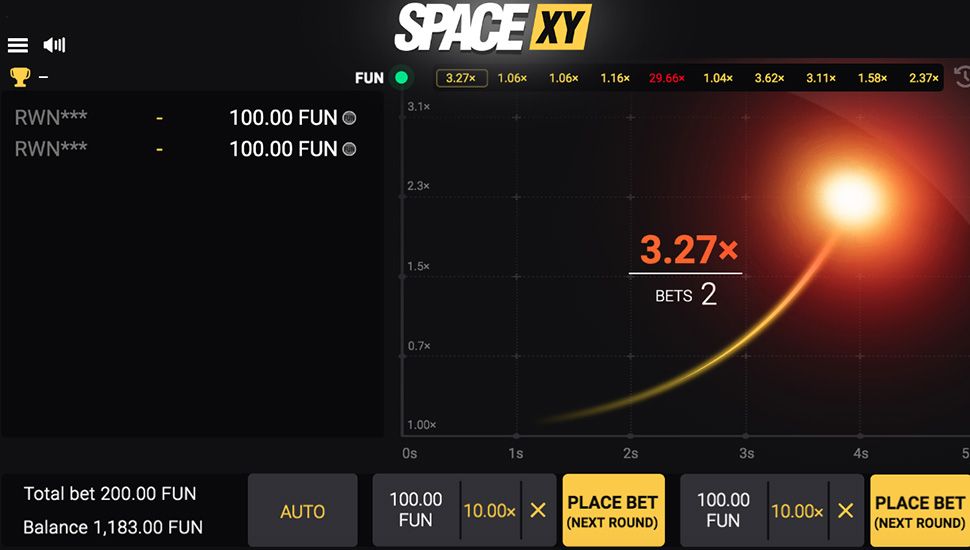 Space XY slot paytable