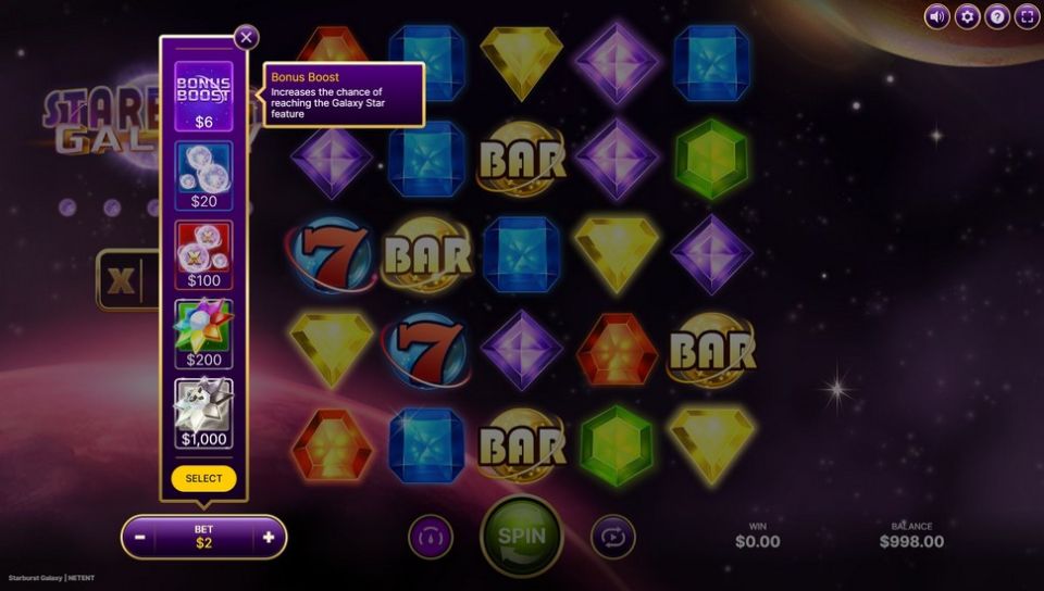 Starburst Galaxy slot Elevate Feature