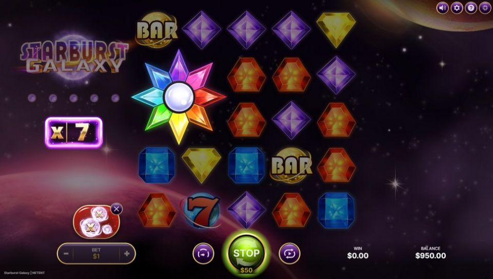 Starburst Galaxy slot Mega Star & Multiplier Collect