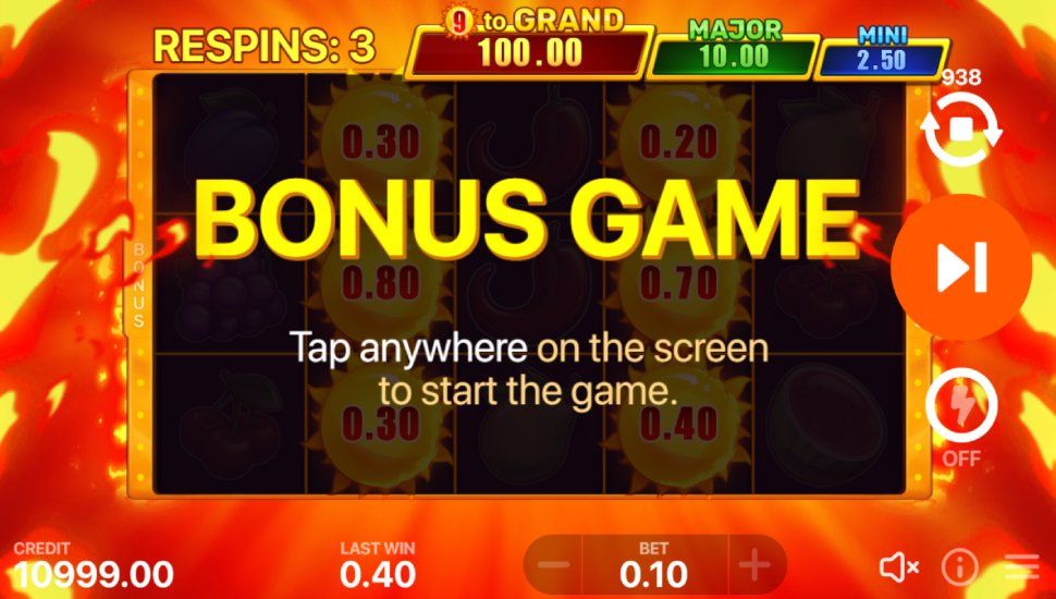 Sunny fruits hold and win slot - feature