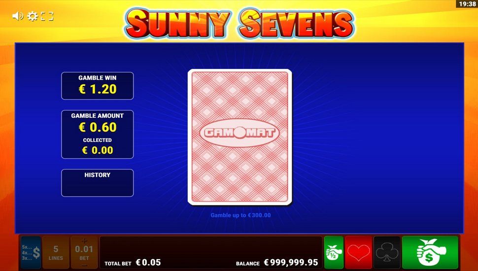 Sunny Sevens Slot - Gamble Feature