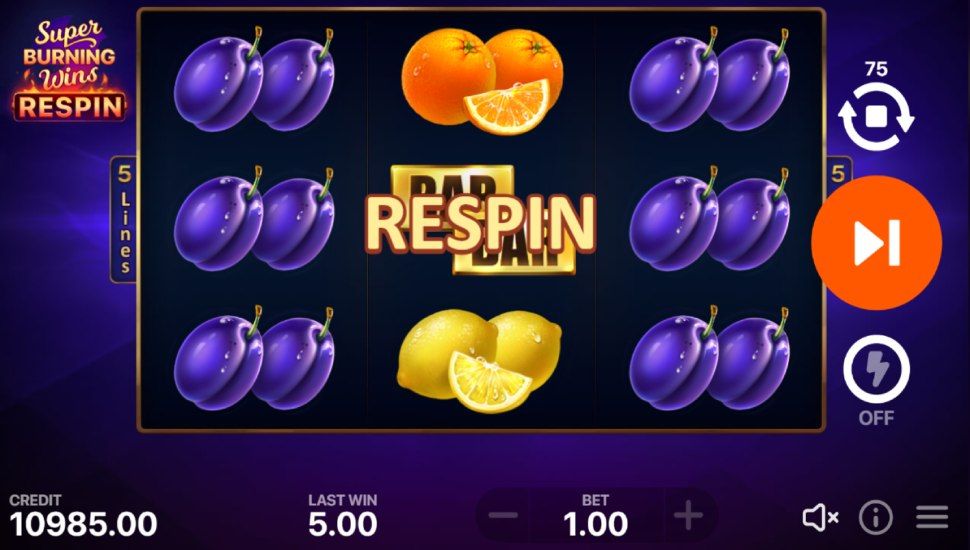 Super Burning Wins: Respin slot -  feature