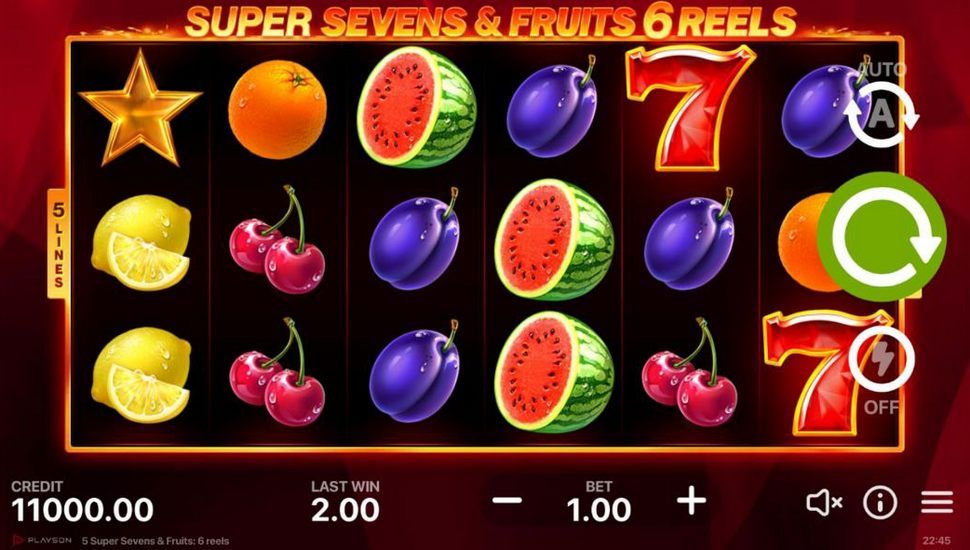 Super Sevens & Fruits: 6 Reels Slot Mobile