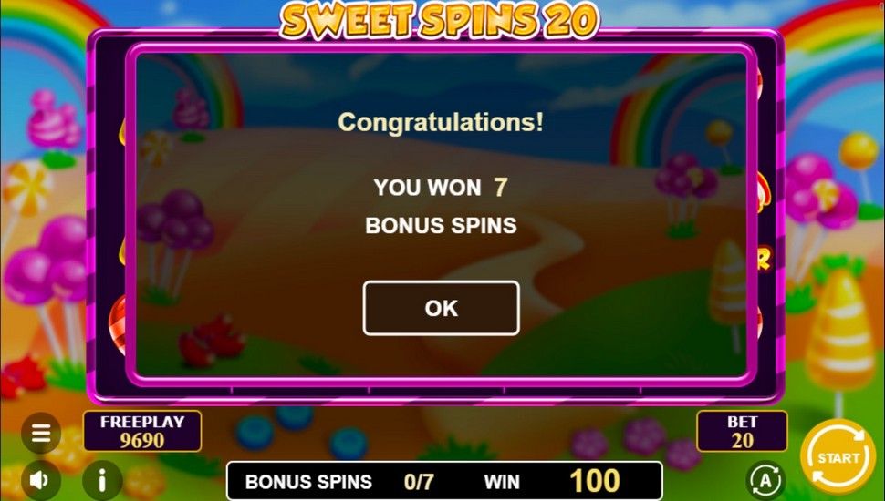 Sweet Spins 20 Slot - Free Spins