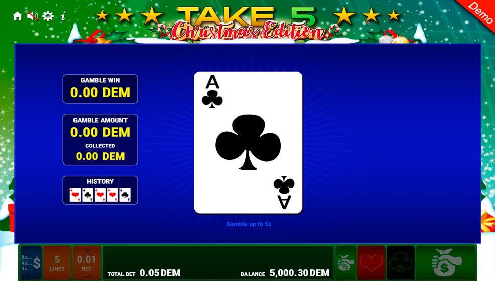 Take 5 christmas edition slot Card Gamble