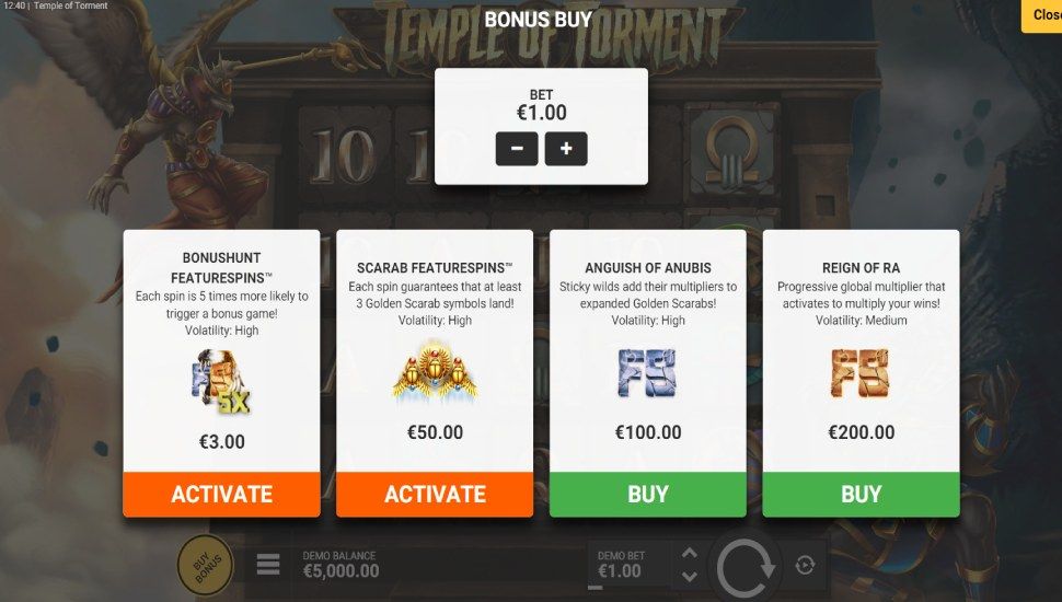 Temple of Torment slot - feature