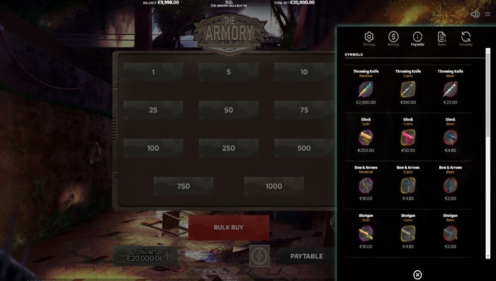 The Armory slot - payouts