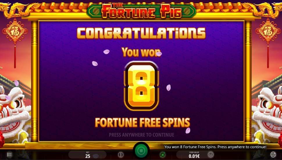 The Fortune Pig slot - feature