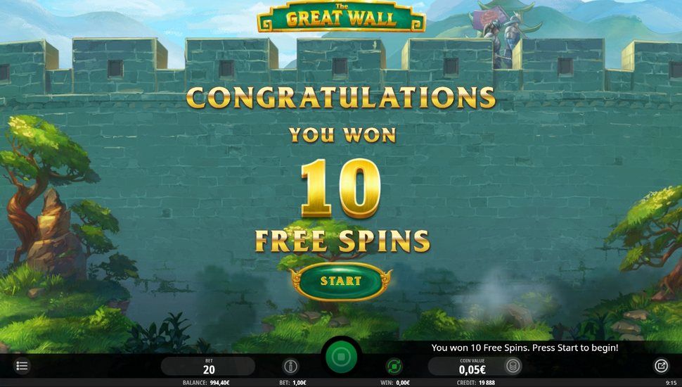 The great wall slot free spins