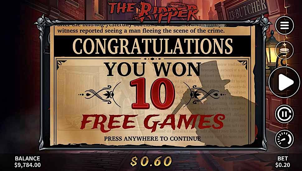 The Ripper slot free spins