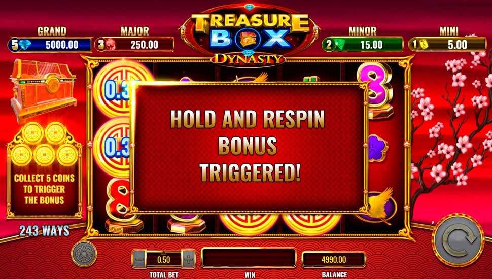 Treasure Box Dynasty slot Hold & Respin Bonus