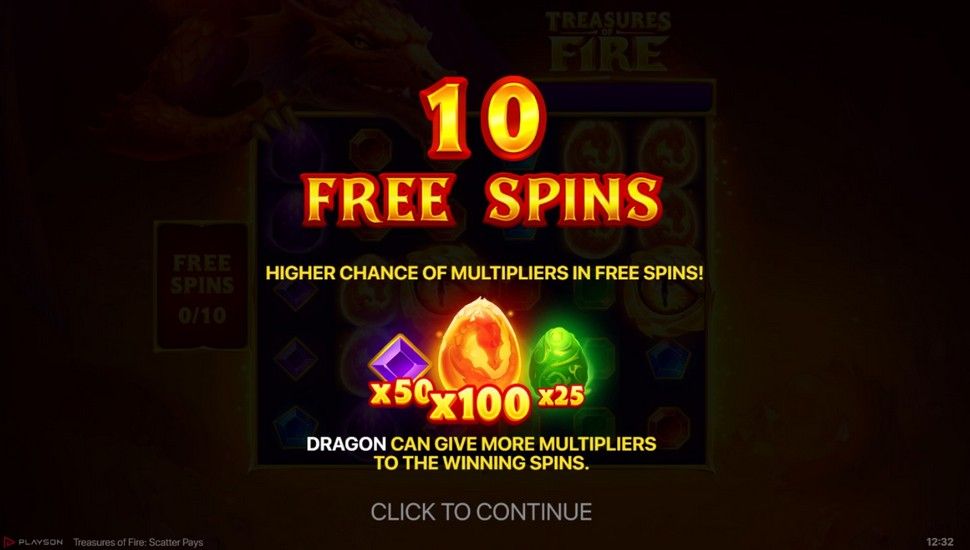 Treasures of Fire Scatter Pays Slot - Free Spins