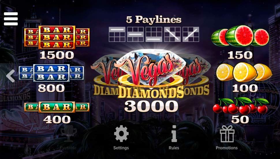 Vegas diamonds slot paytable
