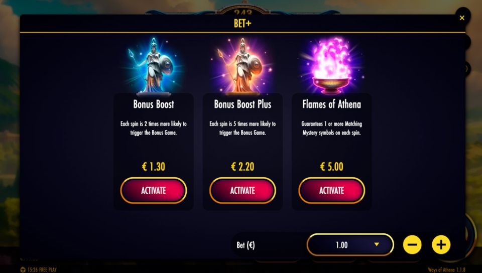 Ways of Athena Slot Bonus Boost & Bonus Boost Plus