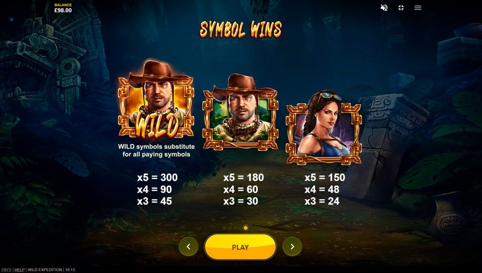 Wild Expedition slot paytable