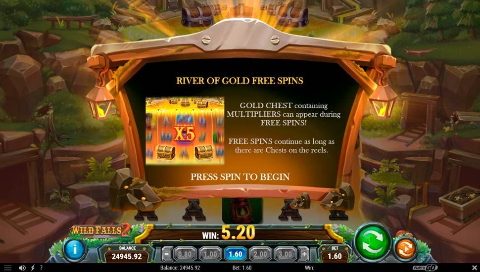 Wild Falls 2 slot River of Gold Free Spins