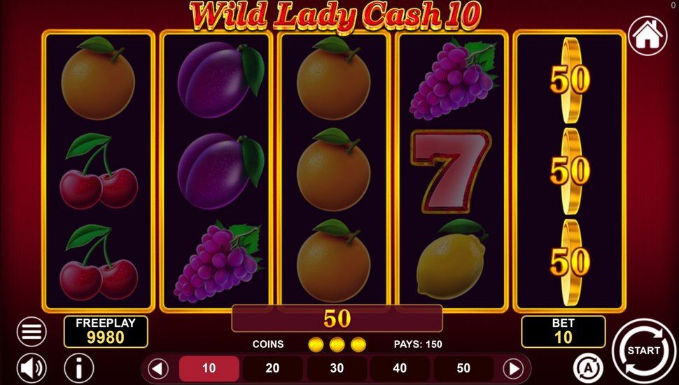 Wild Lady Cash 10 slot Coin Symbols