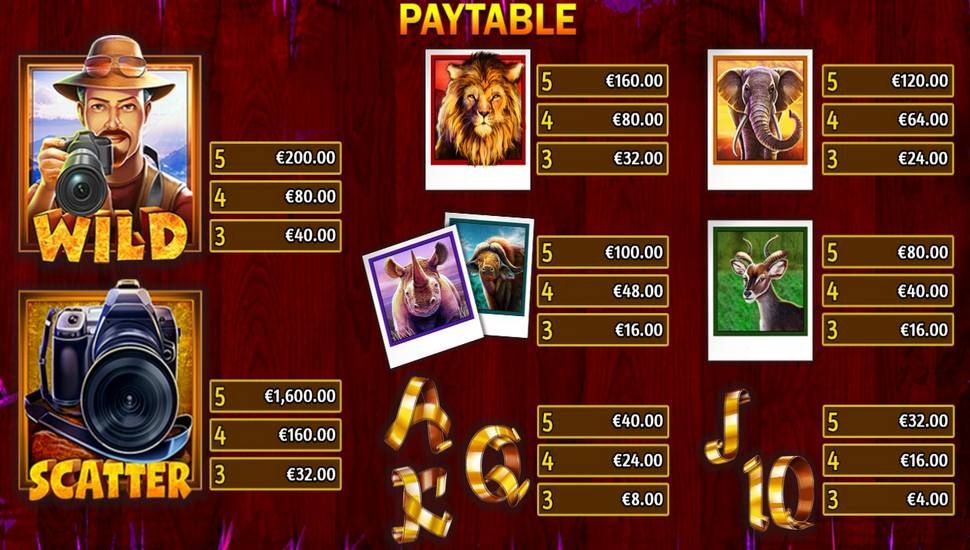 Wild Shot Slot - Paytable