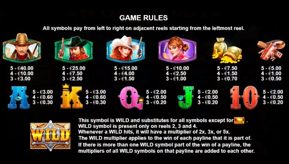 Wild west gold slot - paytable