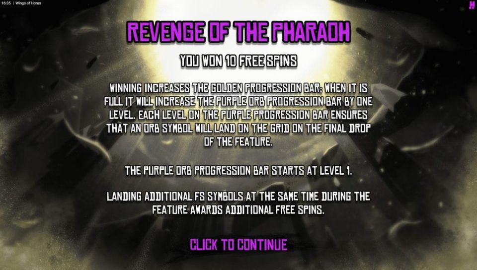 Wings of Horus Slot Revenge of the Pharaoh Free Spins