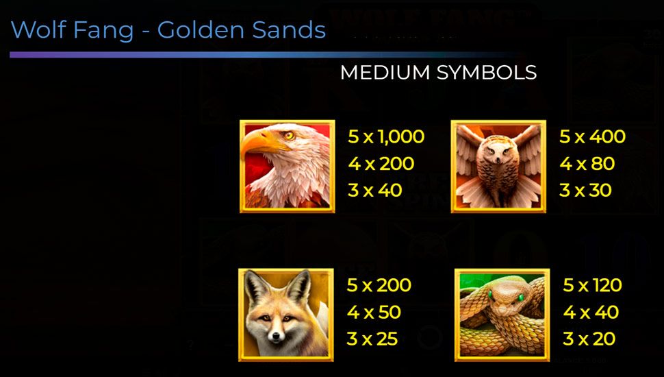 Wolf fang golden sands slot paytable