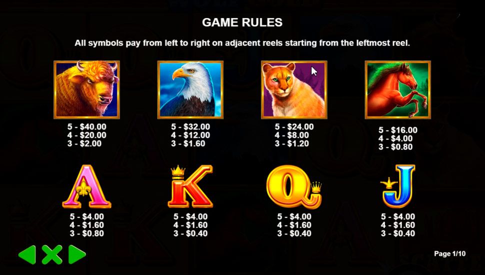 Wolf gold power jackpot slot - paytable