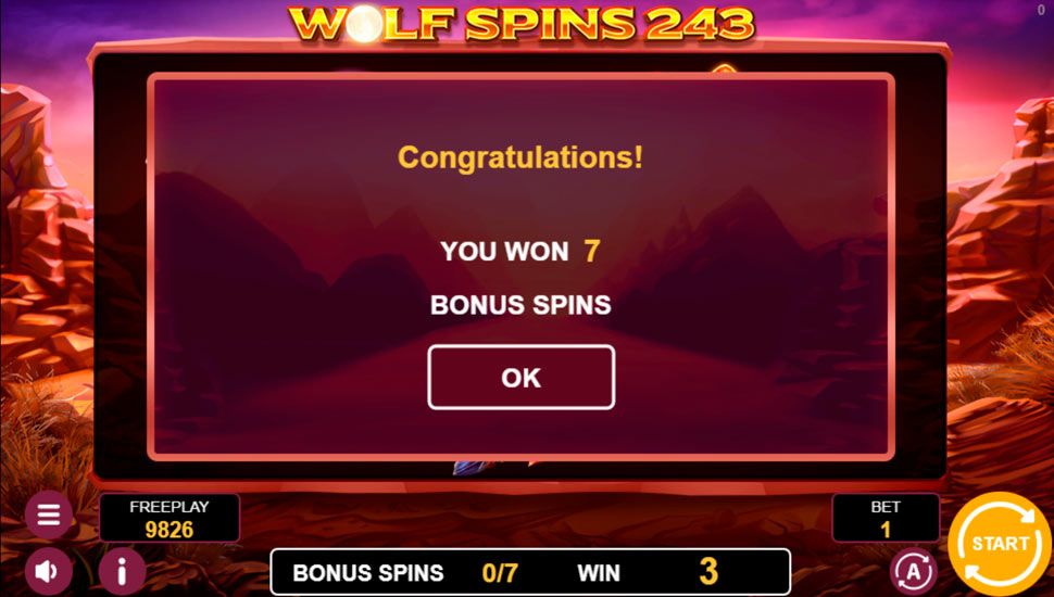 Wolf Spins 243 slot Free Spins