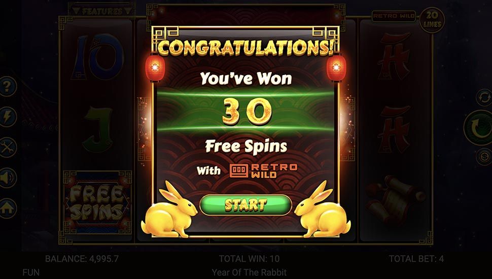 Year of the Rabbit slot Retro Gaming free spins