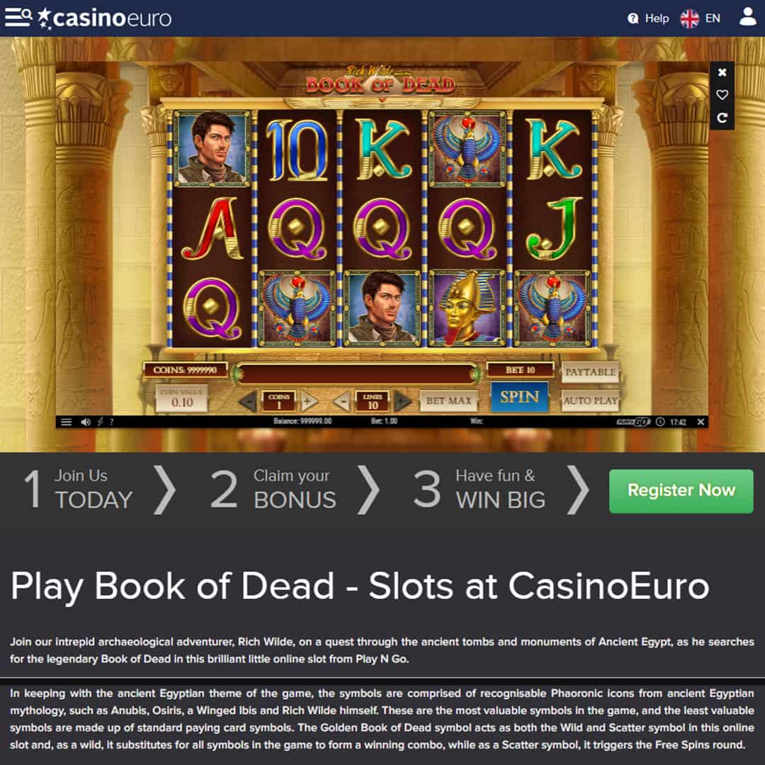 Slot machine - Book of Dead.