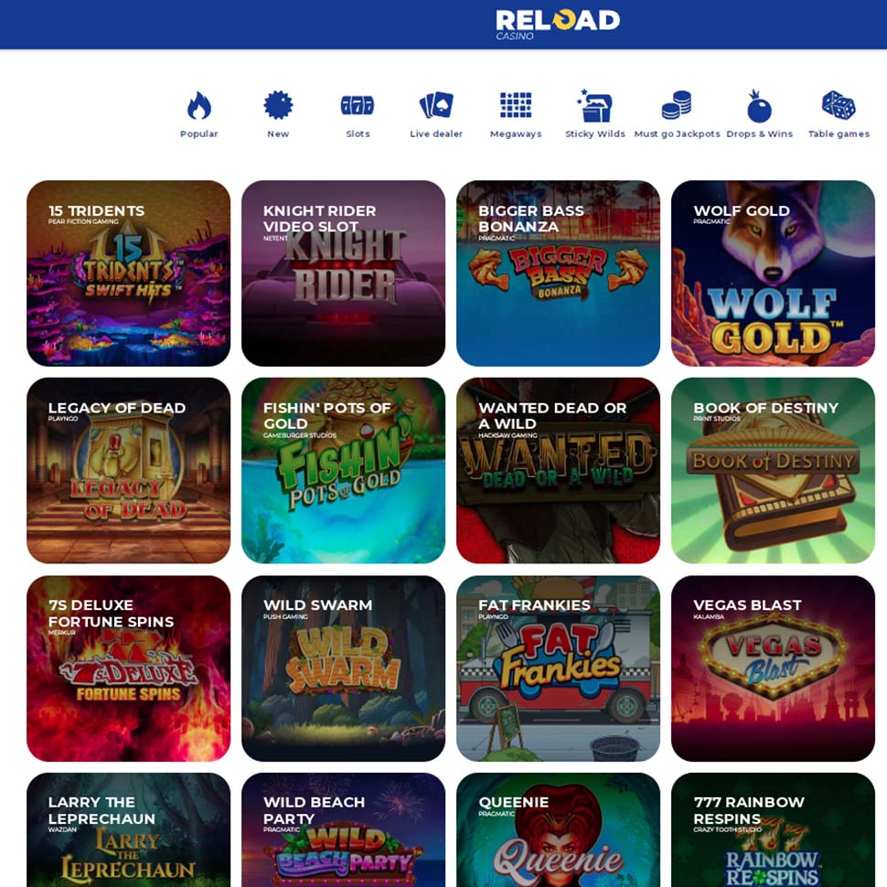 Games at Reload Casino