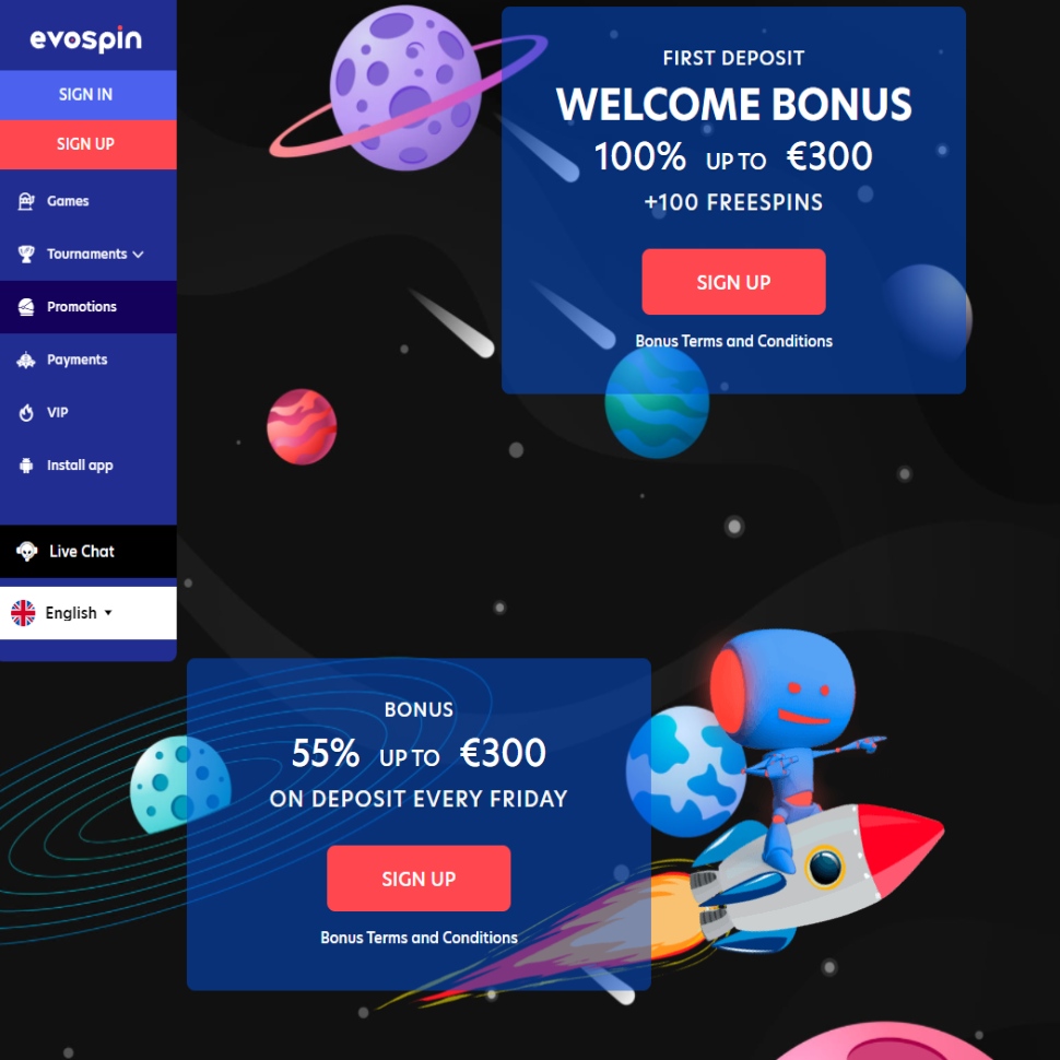 Bonuses and Promotions - Evospin