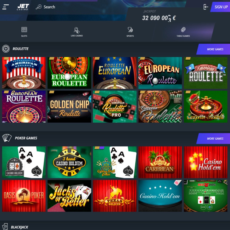 Games Variety - Jet casino