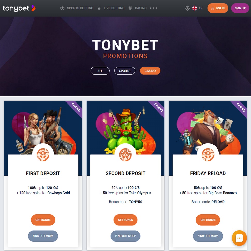 Tonybet – Bonuses and Promotions