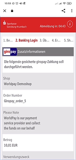 how to register Giropay step 1