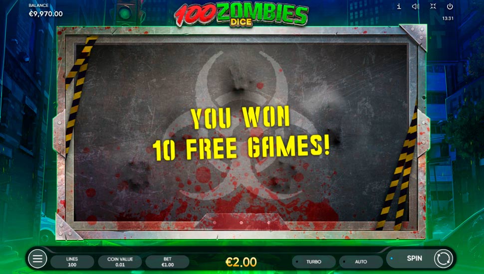 100 Zombies Dice slot Free Spins Feature