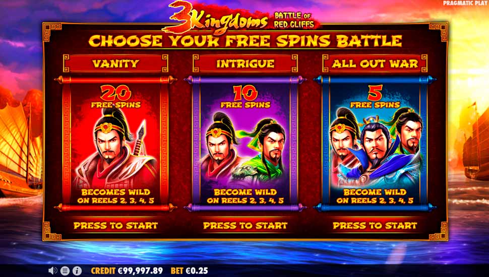3 Kingdoms – Battle of Red Cliffs slot Free Spins