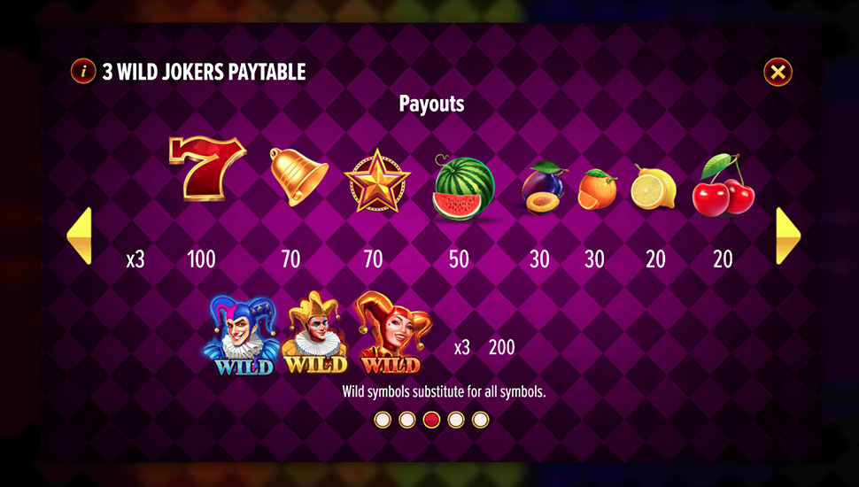 3 Wild Jokers slot paytable