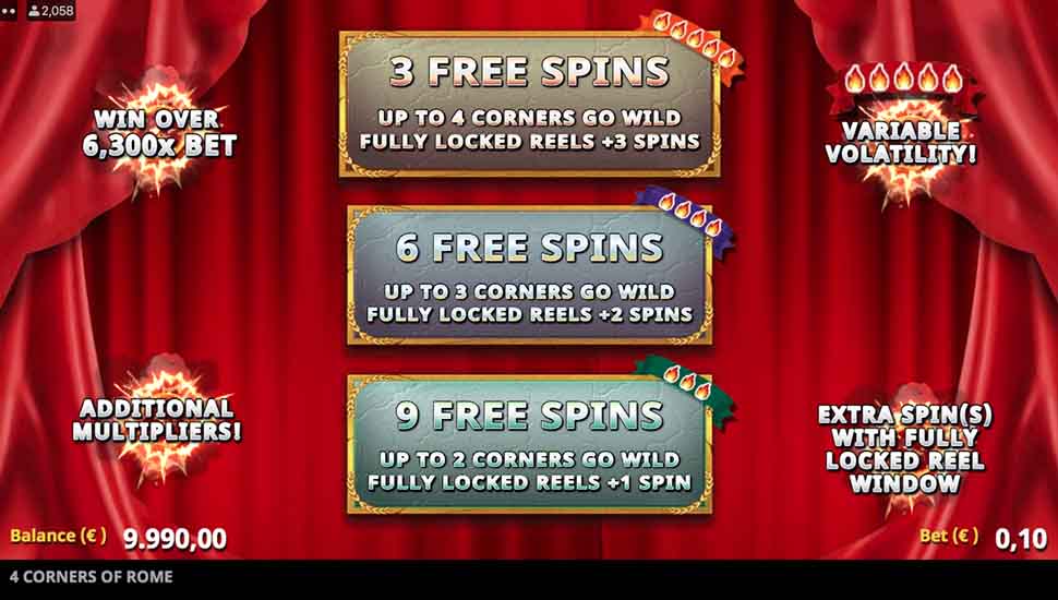 4 Corners Of Rome slot free spins