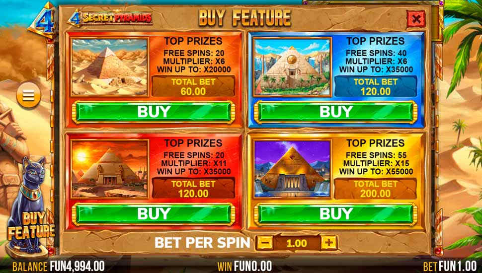 4 secret pyramids slot - Bonus Buy Option