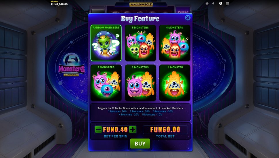 5 Monsters slot Bonus buy