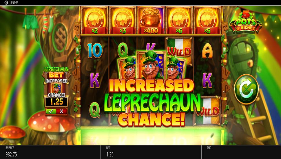 5 Pots O' Riches Slot - Leprechaun Bet