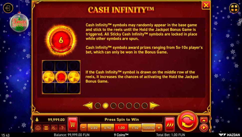 9 Coins Xmas Edition slot paytable