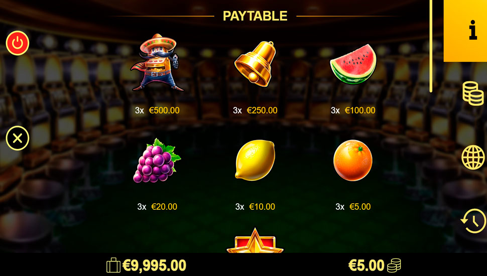 Amigo bronze classic slot paytable