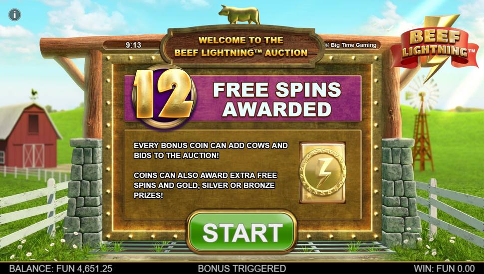 Beef Lightning Slot - Free Spins