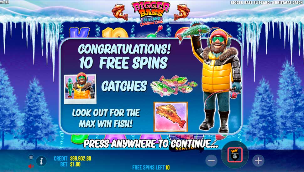 Bigger Bass Blizzard Christmas Catch slot Free Spins Round
